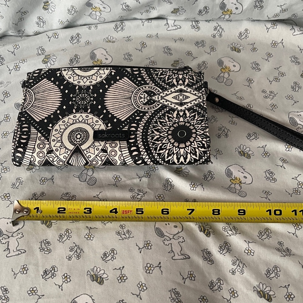 Sakroots Black and White Patterned Wristlet